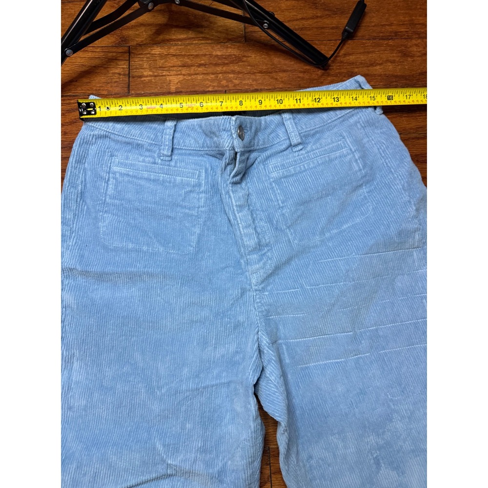J.Crew Womens Light Blue Corduroy Wide Leg Flare Pants Size 30 High Rise Pockets - Picture 3 of 6